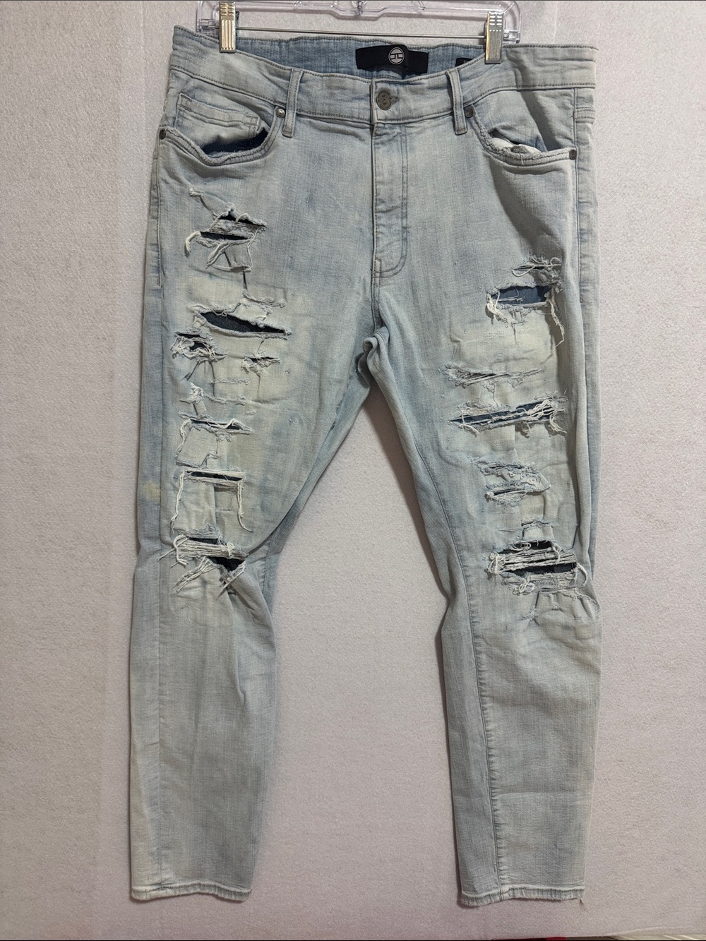 Jordan Craig Pale Blue Distressed Sean Slim Straight Jeans